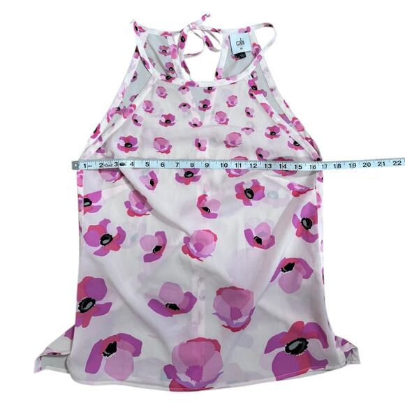 CAbi Pink Floating Poppies Tie Back Halter Tank - Size XS - Picture 3 of 3